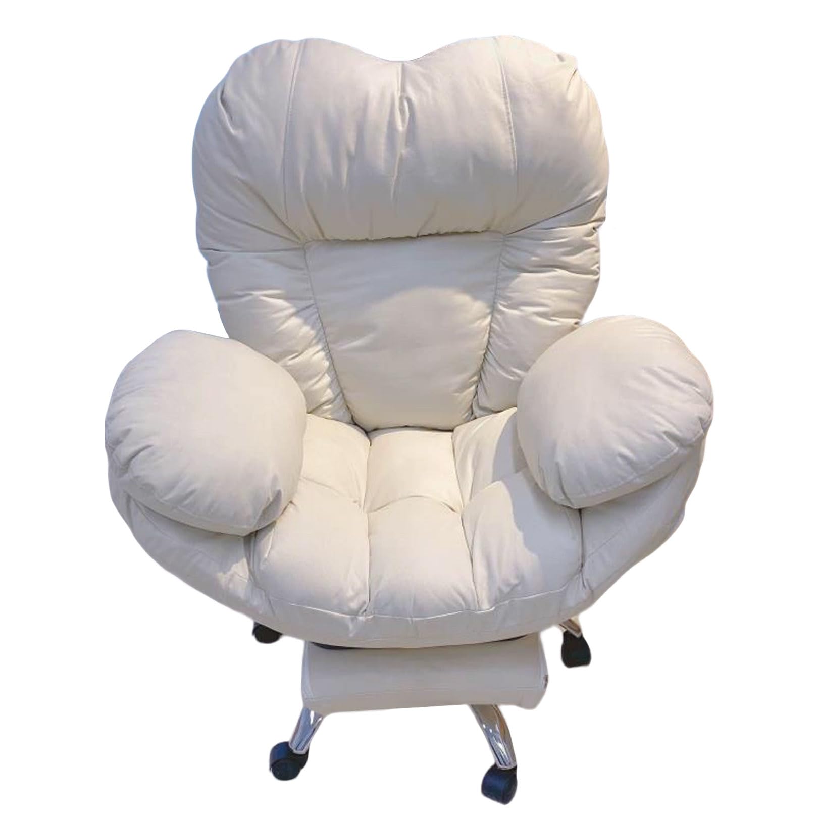 HTTGDGDH Big & Tall Executive Office Chair - Stylish White High Back Leather Swivel Armchair With Lumbar Support & Foot Rest For Ultimate Comfort & Productivity At Home Or Office,