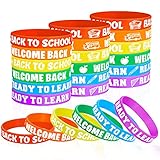 Welcome Back to School Bracelets Silicone Wristbands Rubber First Day of School Favors Rewards...