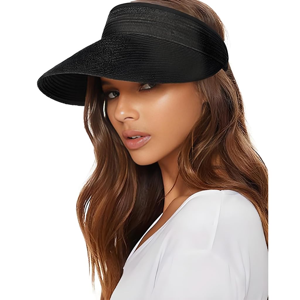 palay Straw Hat Sun Hats for Women,Wide Brim Cap Beach Hat for Women Stylish UV Protection Cap,Summer Packable Travel Sun Visor Hat - UPF 50+-picture-11