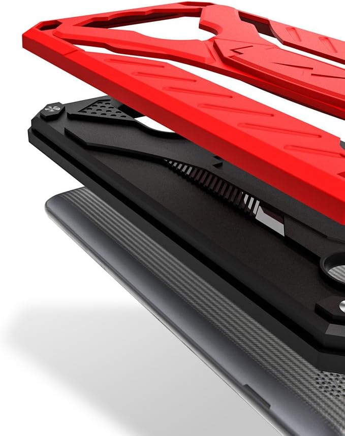 Zizo Static Series Compatible with LG Aristo Case Military Grade Drop Tested with Built in Kickstand LG Fortune Case RED Black