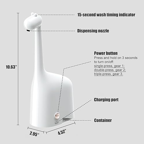 Miniatura 8 de Dispensador automático de jabón espumoso, dispensador inteligente sin contacto de 10 oz10.1 fl oz, eléctrico recargable con espuma ajustable de 3