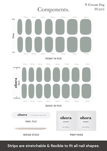 Miniatura 6 de ohora N Cream Fog - Tiras de uñas de gel semicuradas, funcionan con cualquier lámpara para uñas, de larga duración, incluye 2 almohadillas de