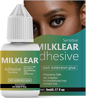 Eyelash Extension Glue for Sensitive Eyes Lash Glue for Eyelash Extensions at Home Low Fume No Irritation Lasting 2-3 Weeks Black Adhesive for Self Application or Professional Use