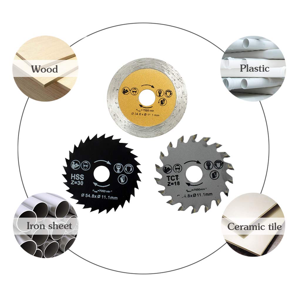 Mini Circular Saw Set High Powered Circular Saw Machine 400W Professional Compact Circular Saw Machine with3 Carbide Tipped Blade Professional Circular Saw for Cut Drywall, Tile, Metal, Wood