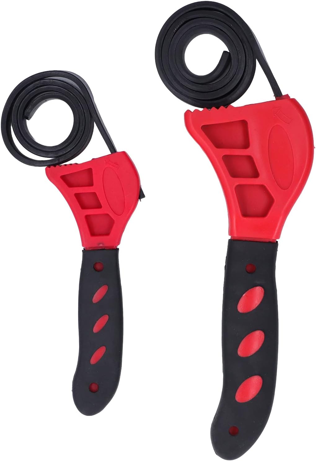 Fafeicy Multi Purpose Strap Wrench, 2pcs Adjustable Belt Wrench 6in 8in Multi Purpose Rubber Strap Wrench for Car Maintenance Cutters(Red)