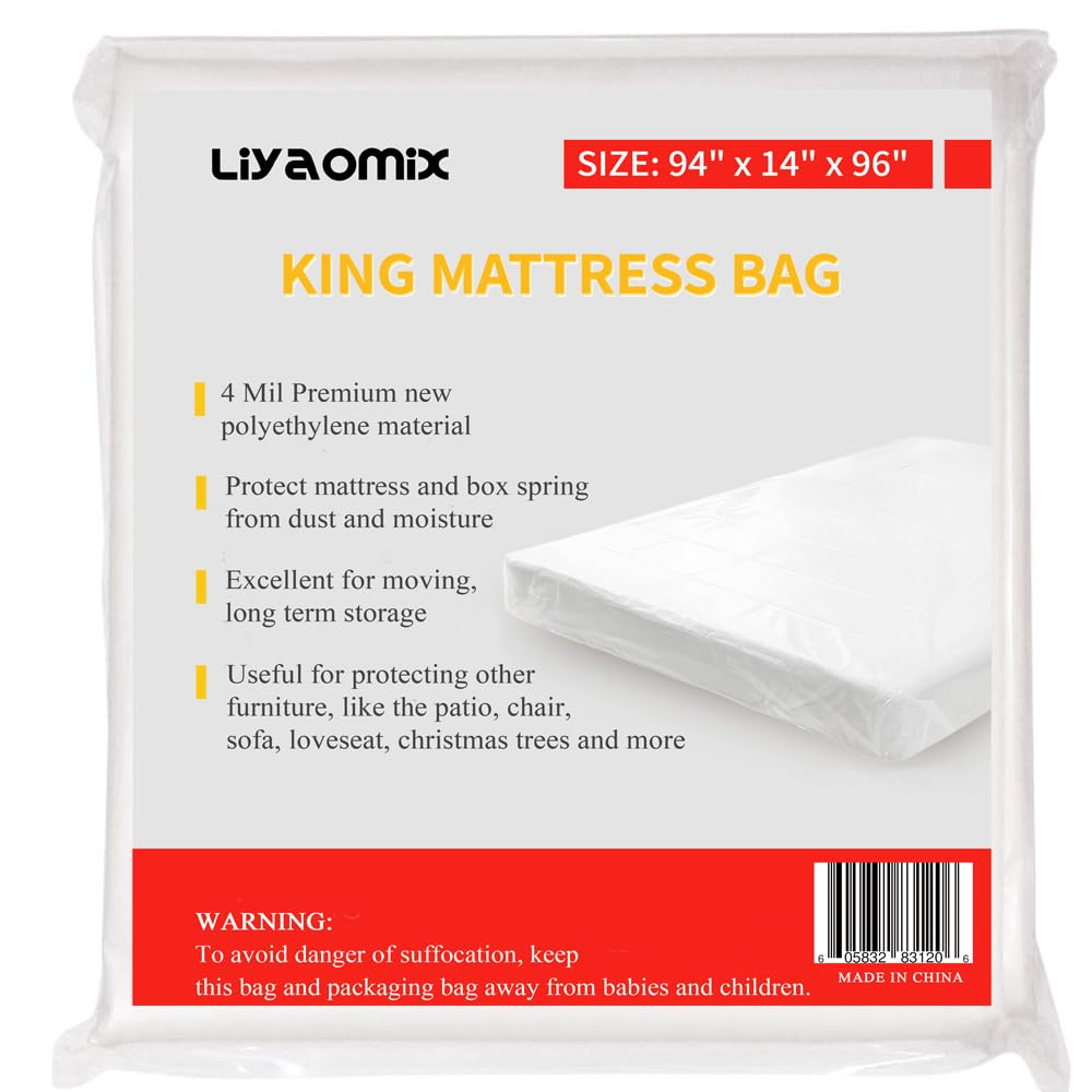 Mattress Bag for Moving King California King Mattress Storage Bag 4 Mil 94 x 96 Inch Heavy Duty