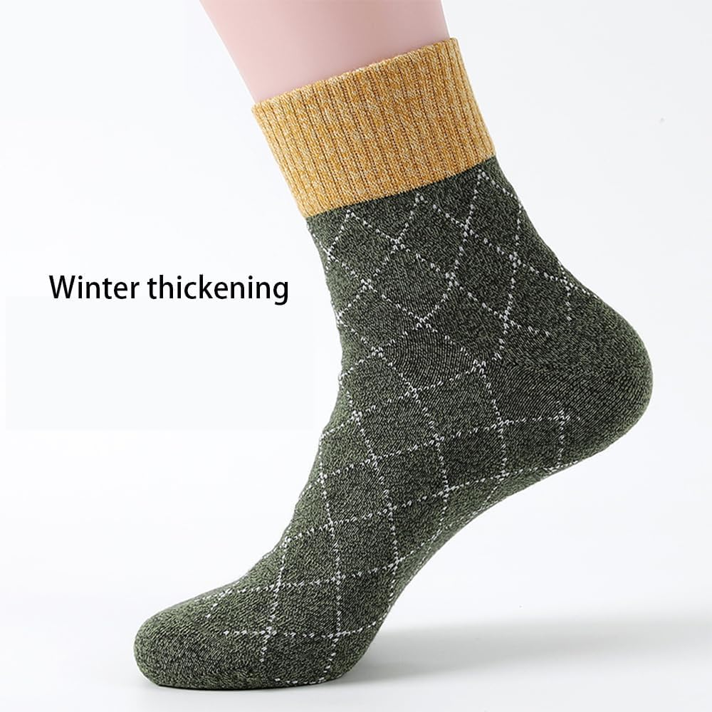 Chaussettes Basses Chaussettes Longues Simples à Rayures Diamant, 6 Paires de Chaussettes épaisses mi-Mollet, Bas Confortables, Chaussettes de Sol faciles à Nettoyer Coupe Confortable