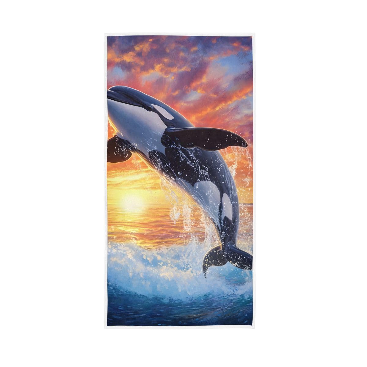 HUYGD Orca Jumpingof Water Hand Towel, Multipurpose Spa Towels for Hand, Face, Hair, Bath 15 x 30 Inches