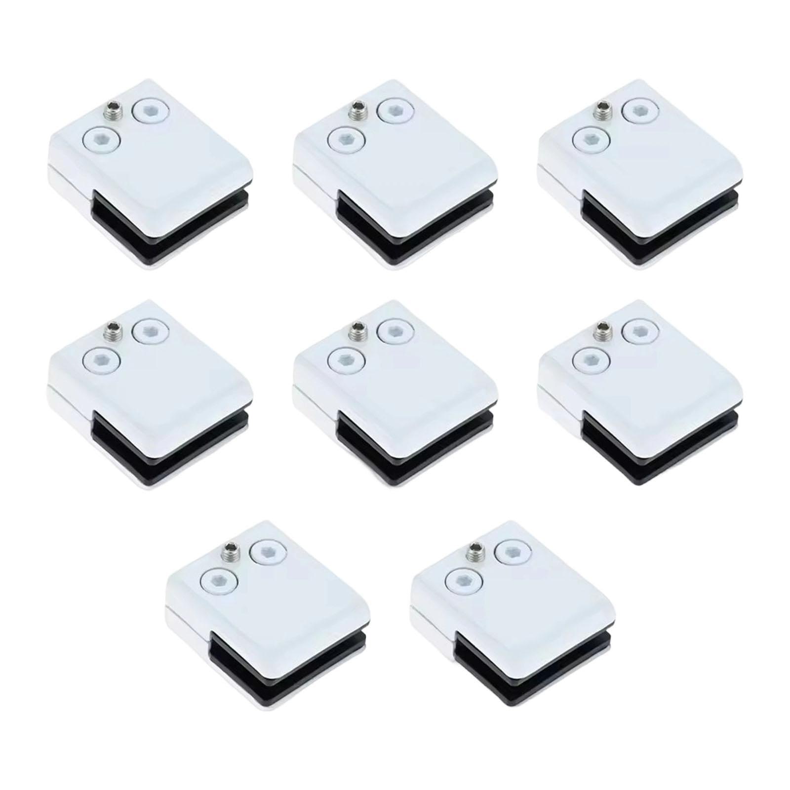 8 Pezzi Morsetto per Vetro, Balaustra, Clip per Vetro, Supporto per Ringhiera in Acciaio Inossidabile, Morsetto in Metallo Adatto per Scale Interne Ed, Bianco