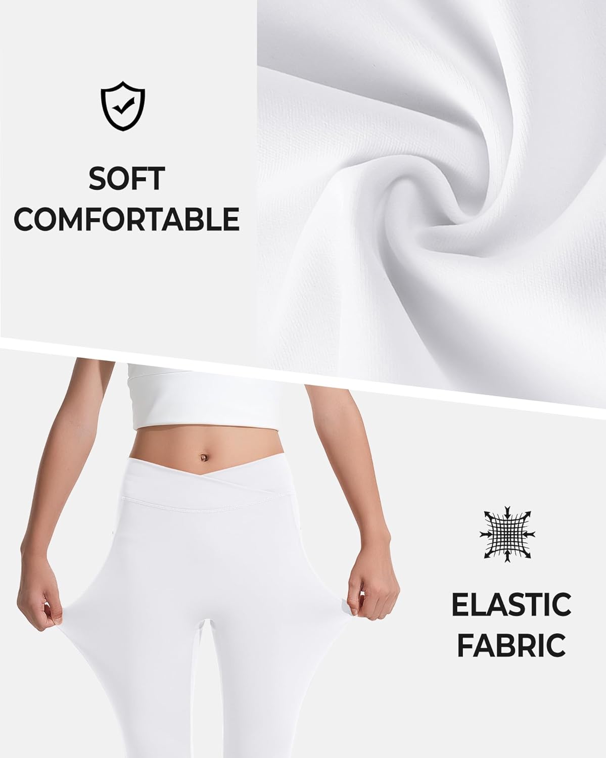 BOOPH Girls Flare Leggings with Pockets Cross-Waist High Waisted Yoga Pants Bell Bottoms Athletic Pants - Image 3