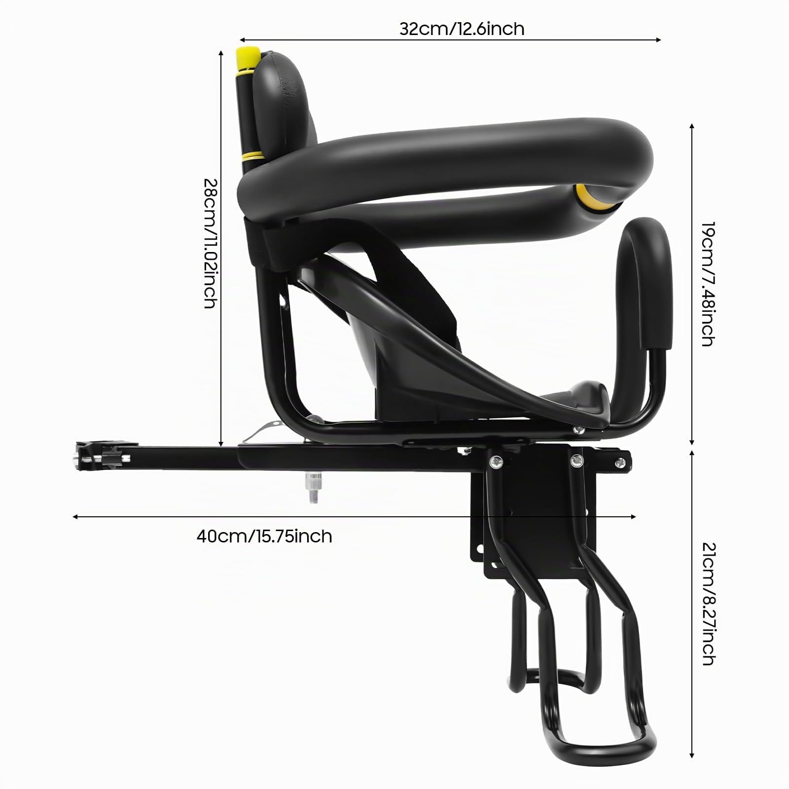 Siège enfant vélo réglable avant - Siège enfant sûr avec harnais et barrières - Pratique pour vélos de ville et vélos familiaux