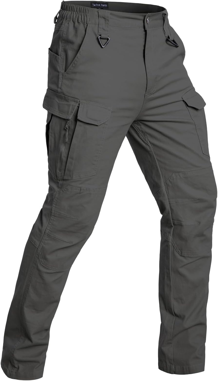 NAVEKULL Men's Flex Tactical Pants Cotton Stretch Work Cargo Pants Lightweight EDC Outdoor Hiking Trousers