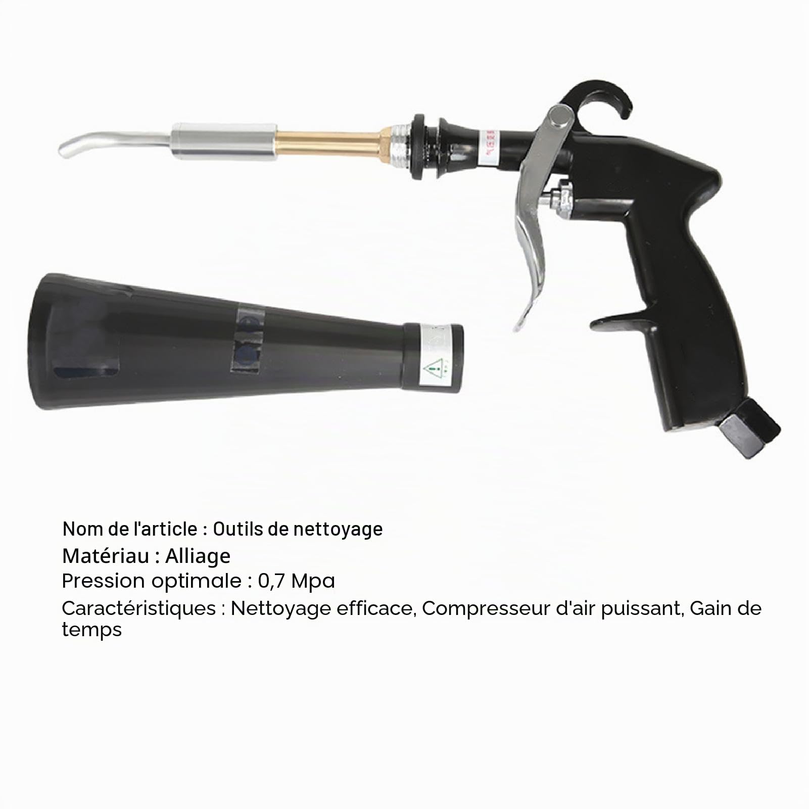 Worparsen Pistolet de nettoyage à air comprimé - Pistolet de nettoyage haute pression - Pression d'air réglable - Pour siège de voiture, tableau de bord, tapis, intérieur de voiture