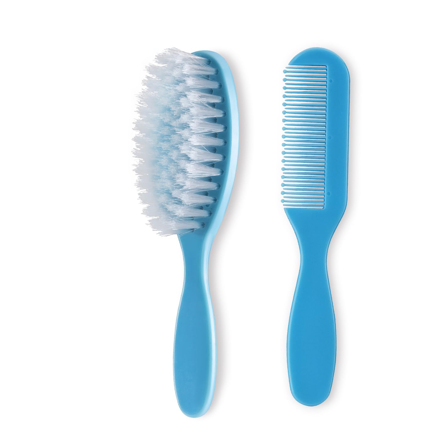 Vega Baby & Mom Comb & Brush Set - Blue | Crafted for Delicate Baby Scalp| Detangle Baby Hair Easily | Ultra Soft Nylon Bristle| Rount tippped Tooth |Scalp Massage and Stimulation, (VBGA3-05)