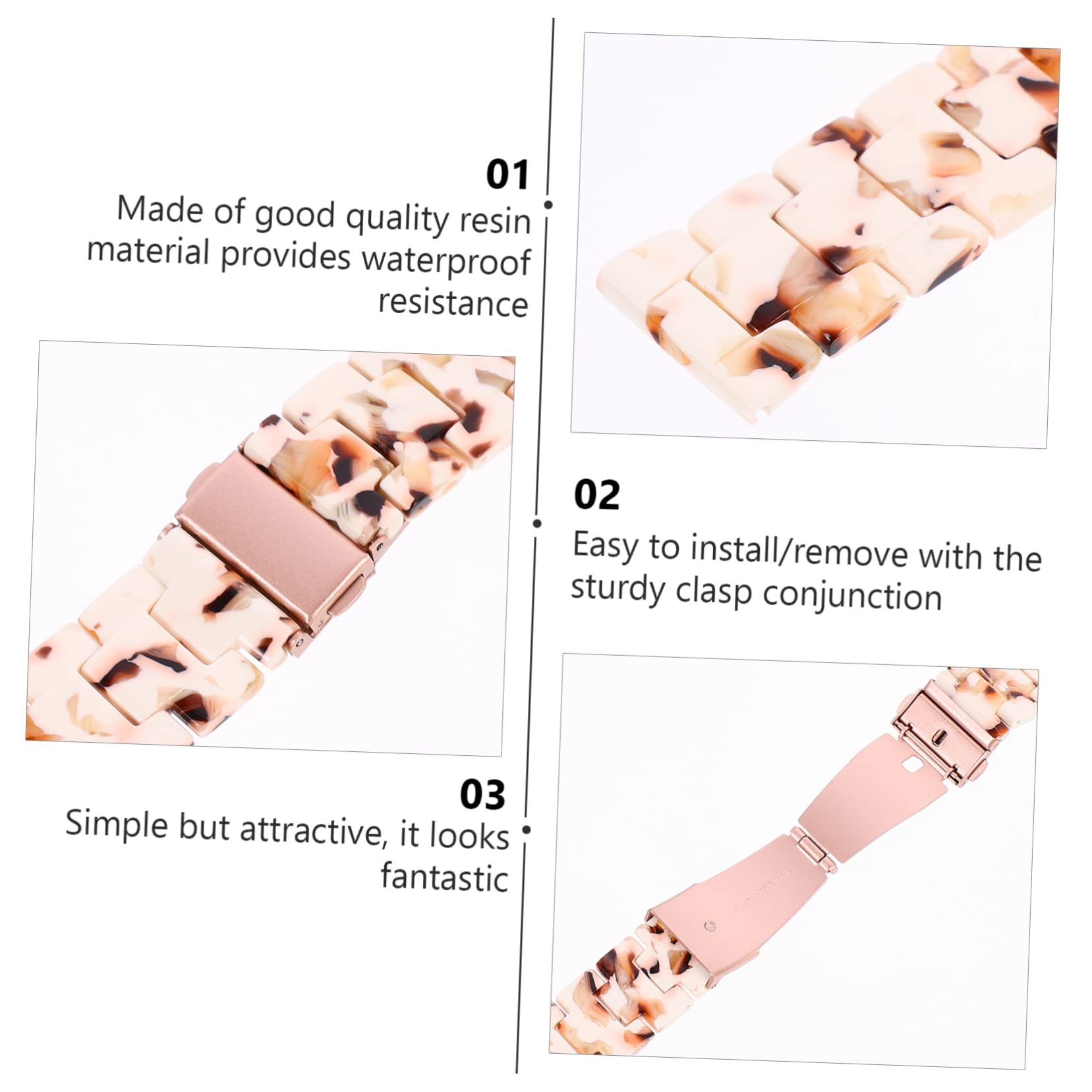 Housoutil Lot De 3 Bracelets De Montre Élégants En Résine De 22 Mm Design Poli À La Main Pour Montre Connectée Confortable À Porter