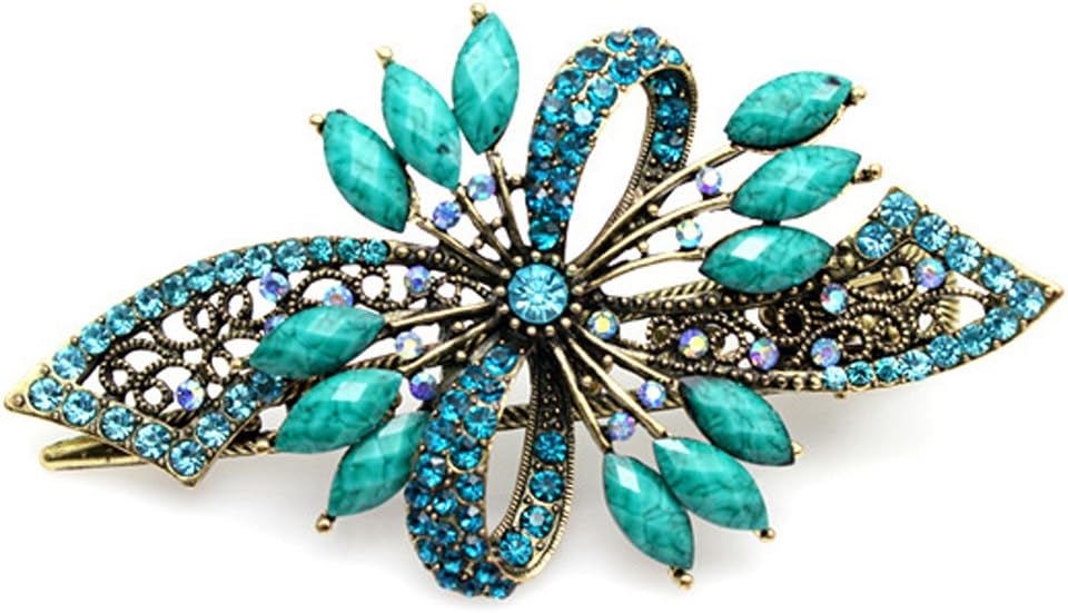 BEYLEG Bule Women's Vintage Crystal Bowknot Hair Clip Head Wear BE-02