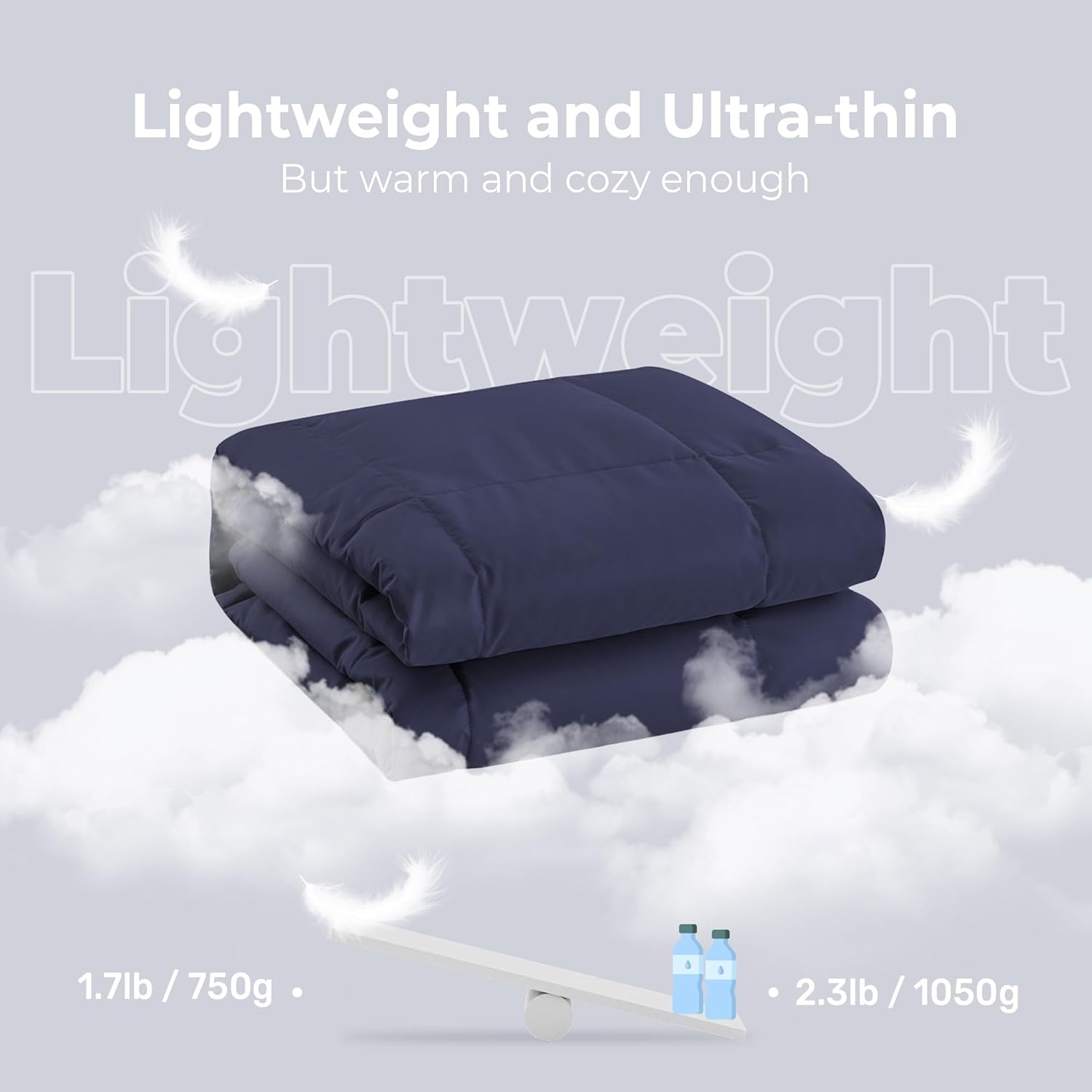 Navy Reversible UltraFeather Down Throw Blanket 50x70