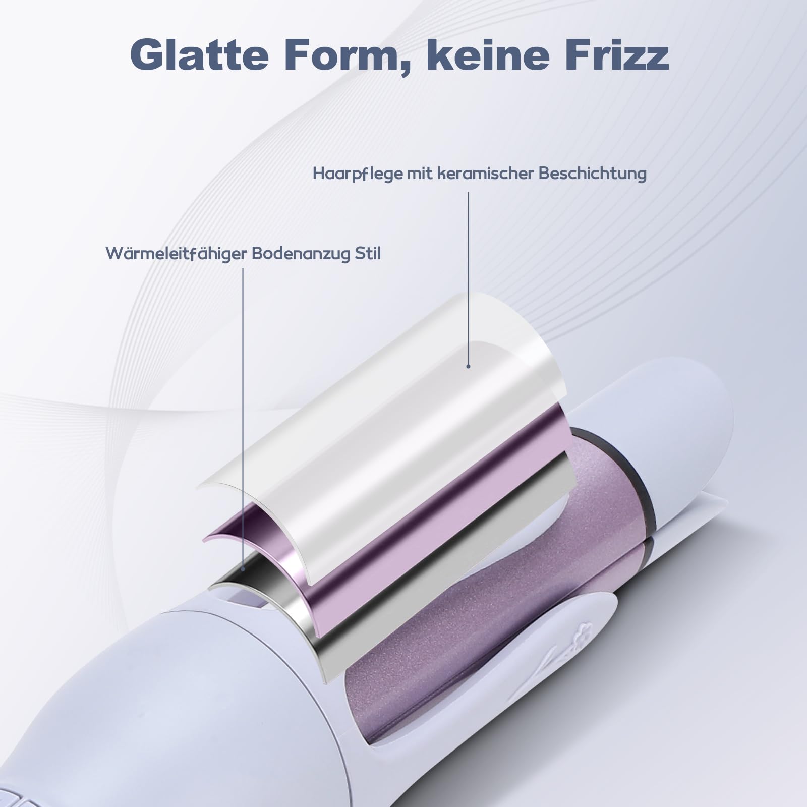 Automatischer Lockenstab 32mm, 2 in 1 Lockenstab und Glätteisen | Für mittellanges Haar, Universalspannung, Keramik-Beschichtung, Signalton, 360° drehbares Kabel inkl. hitzefeste Handschuhe