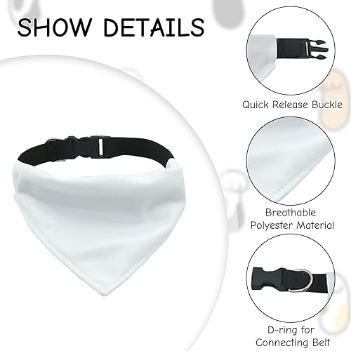 Miniatura 3 de 4 unidades de collar triangular blanco para perro, bandana para perro con hebilla ajustable sublimación en blanco para perros y gatos, M