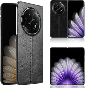 Phone Cases Compatible with Oppo Find N5,Retro PU Leather Ultra Slim Shockproof Compatible with Oppo Find N5 5G CPH2671 PKH110 PKH120 Case Cover Black