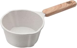 JLBopqaz Sartén para Leche, Cacerola para Desayuno con Mango de Madera, Olla para Desayuno para bebés, Olla Antiadherente para Sopa, para Cocina de inducción, para Acampar, Color Blanco (Blanco)