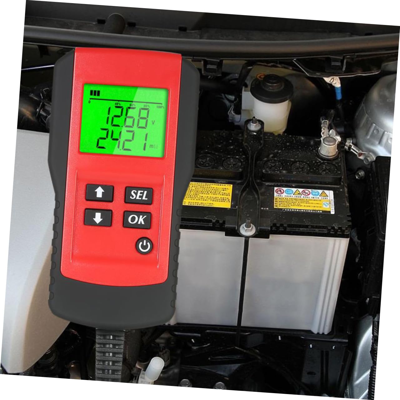 Tester per Batterie Auto Rossa 12v Analizzatore Digitale Risposta Rapida e Test Prolungato, Materiale Abs e Rame per Controllo Capacità e Resistenza della Batteria