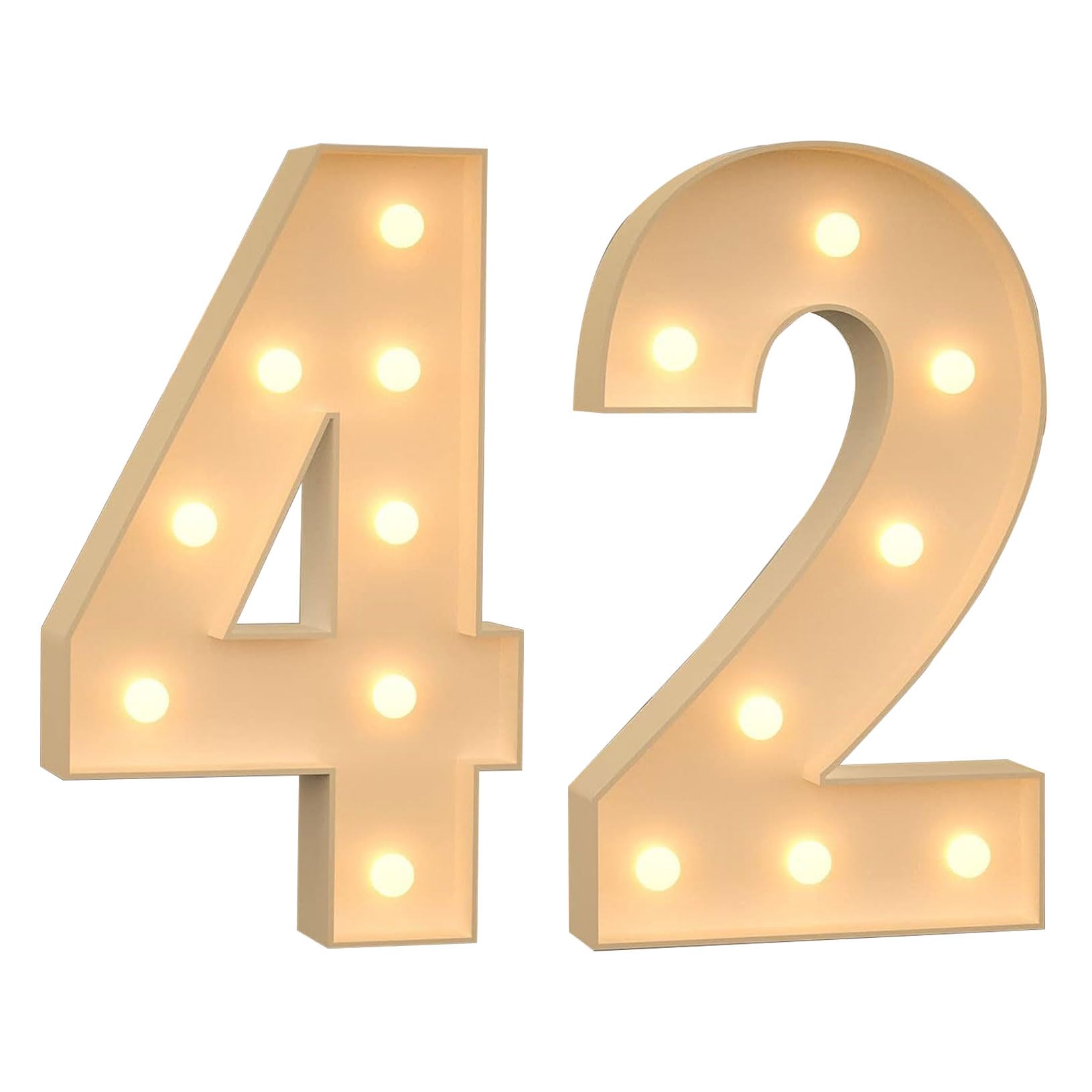 Numeri 42 grandi da 100 cm, con luci a mosaico, luci a LED pretagliate, set di pannelli in schiuma per compleanno, Capodanno, anniversario