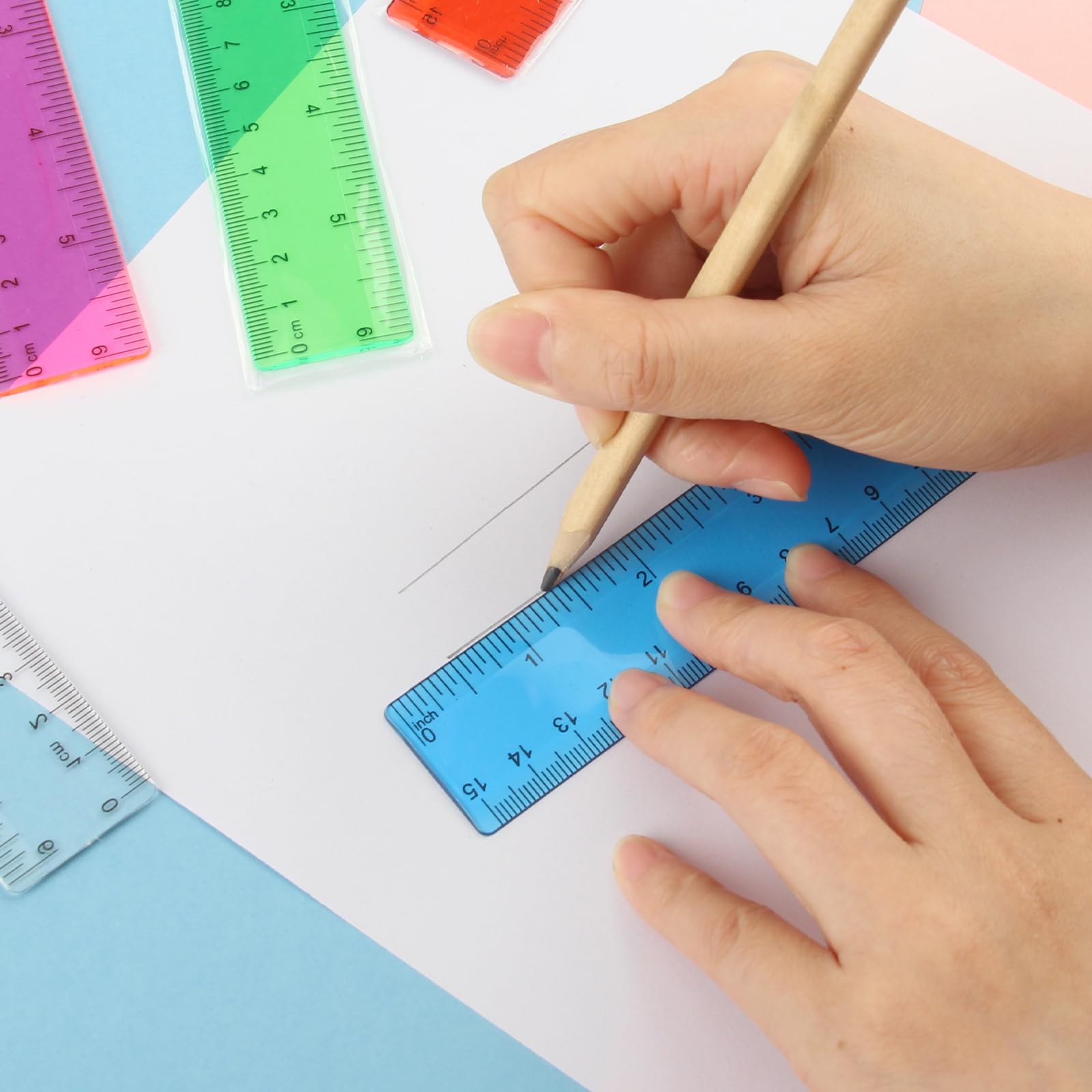 Righello 15 cm Trasparente in Plastica Flessibile Centimetri Pollici Piccolo Cartoleria Scuola Aula Ufficio