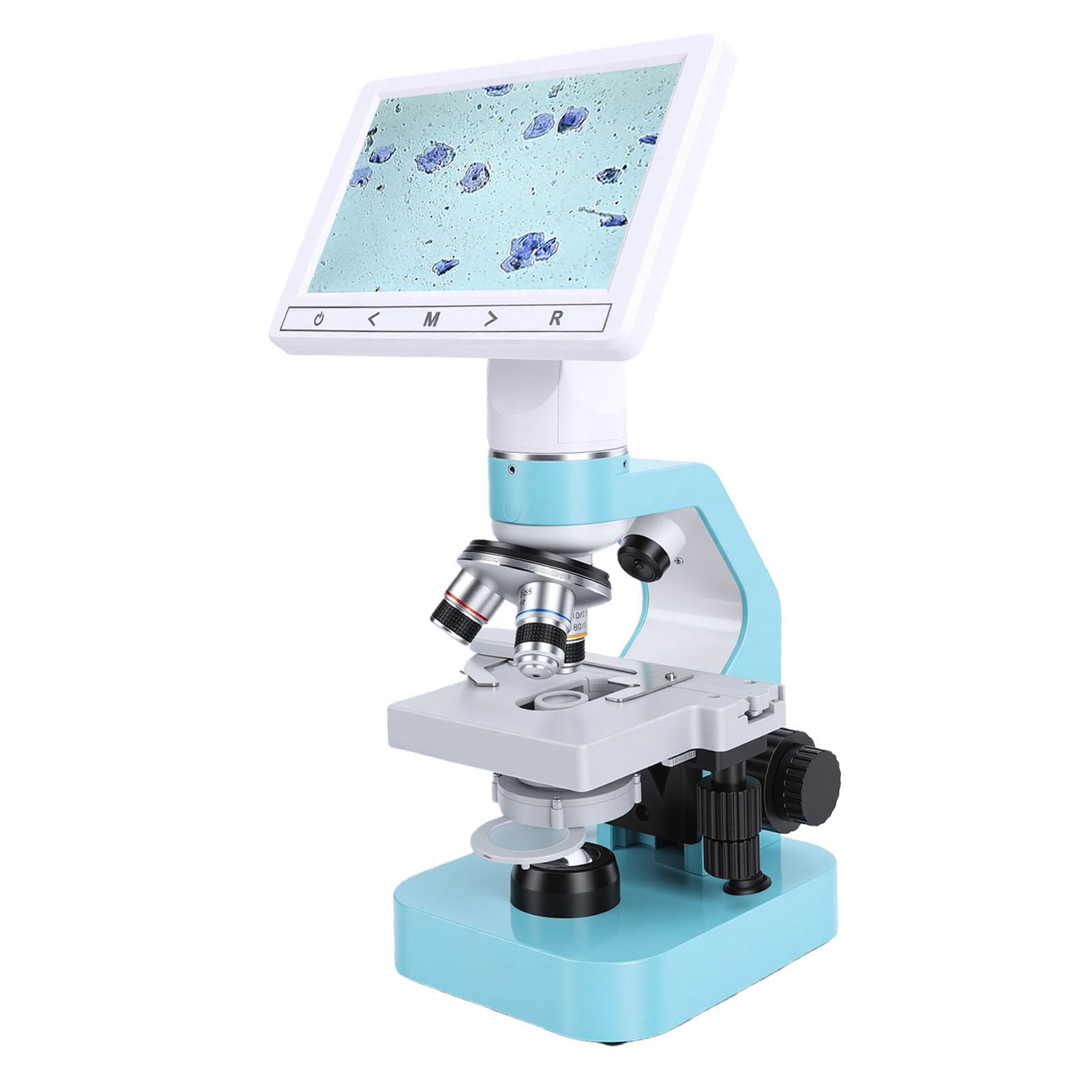 TOPINCN Microscopio Binocular de Ovulación Microscopio de Laboratorio Veterinario con Pantalla de 7 Pulgadas y Objetivos Acromáticos 4X 10X 40X para Observación de la Vitalidad del Semen