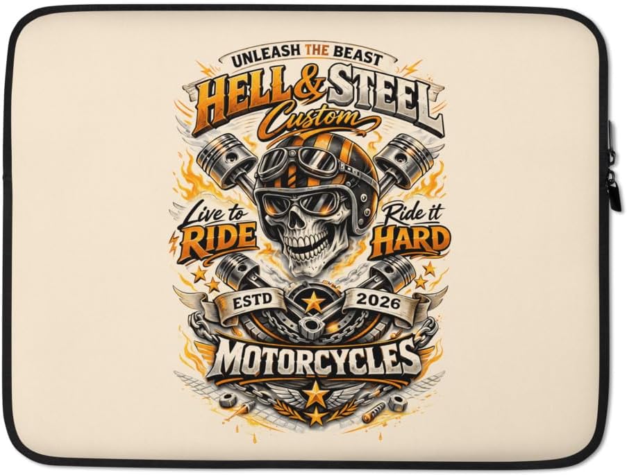 Motorcycle Skull and Piston Crossbones Men Bikers Laptop Sleeve