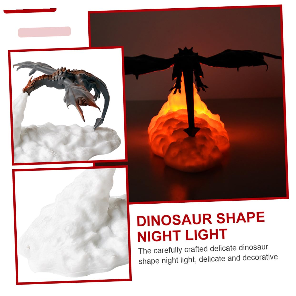 Lampe 3D Dragon Cracheur de Feu LED, Veilleuse Tactile Rechargeable USB