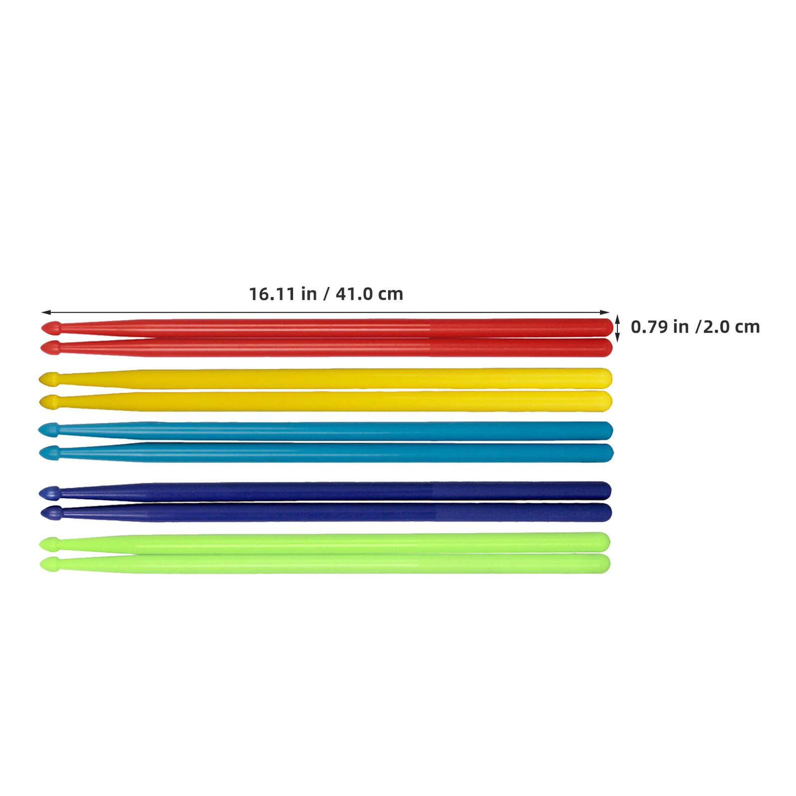 Baguettes de Batterie en Nylon Colorées 5 Paires 16 Pouces