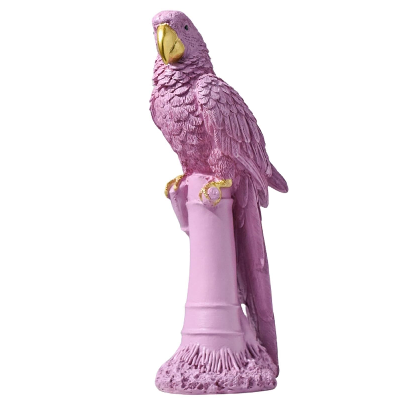 JJJing5 Decor Elegant Parrot Statue Bird Sculpture for Home Decor Animal for Bookshelf Nightstand Accessories(Pink,B)