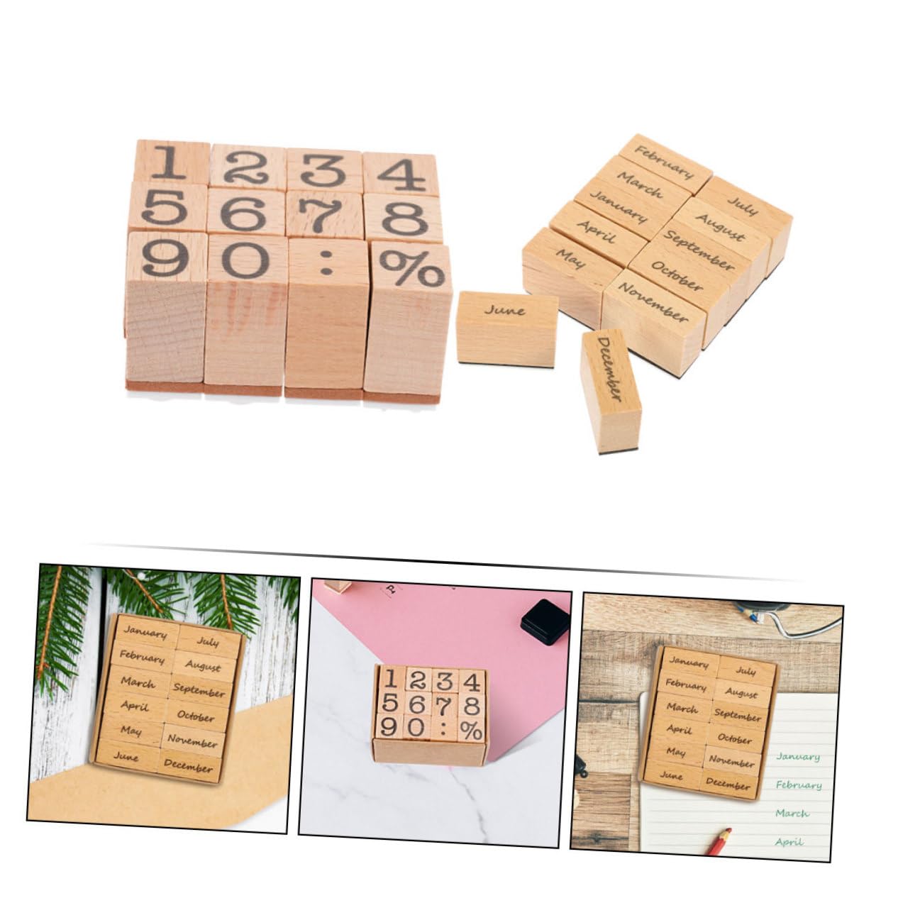 Uonlytech 10 Set Sigillo Digitale in Legno Data Timbro Pianificatore Timbri Del Diart Arredamento Retrò Timbri Del Diart Francobolli Per Album Domestici Francobolli Di Journaling Di Legno