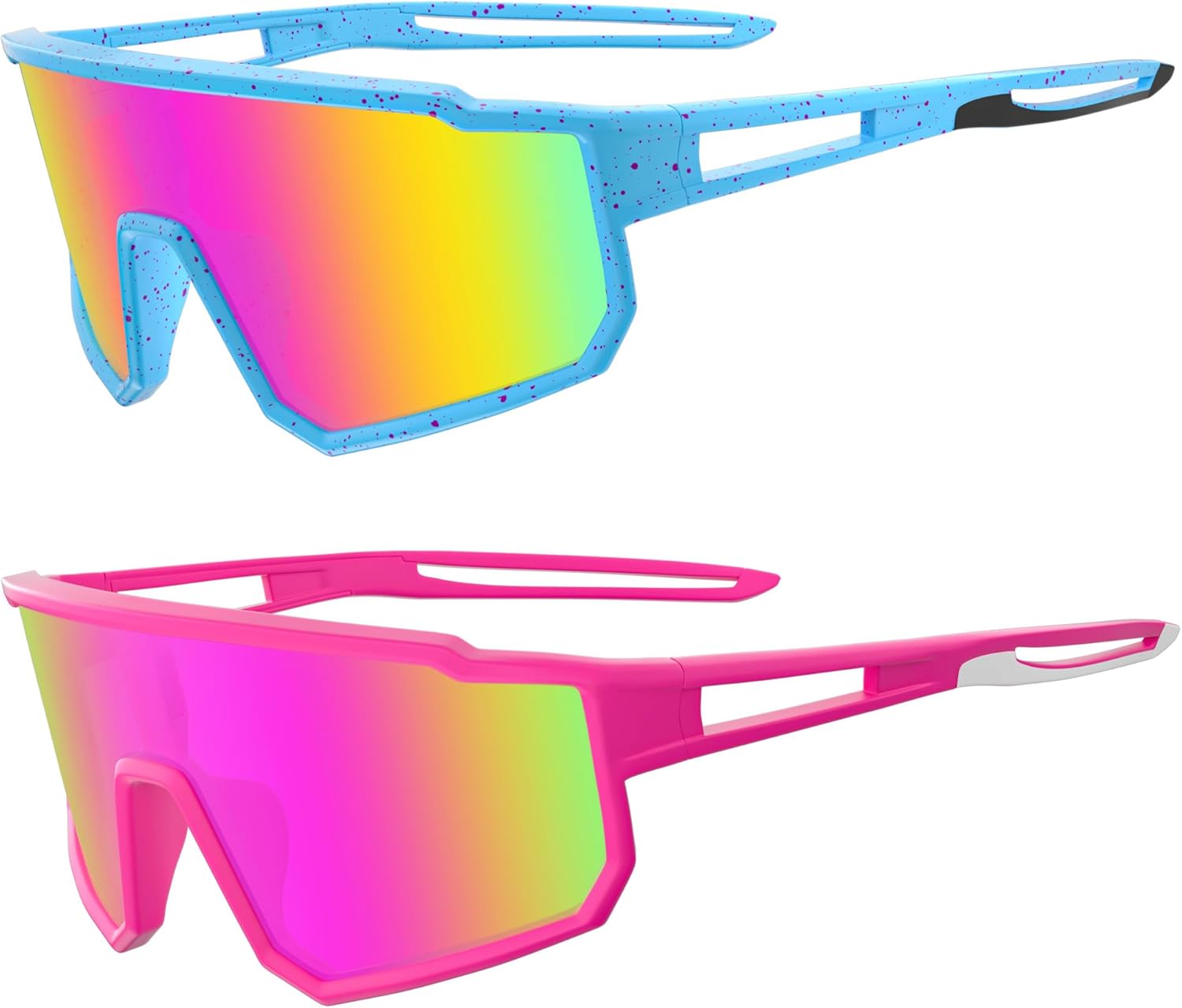 2 Pack Kids Baseball Polarized Sunglasses Sports TR90 Lightweight Frame Sun Glass for Boys Girls Age 6-14 Softball Cycling