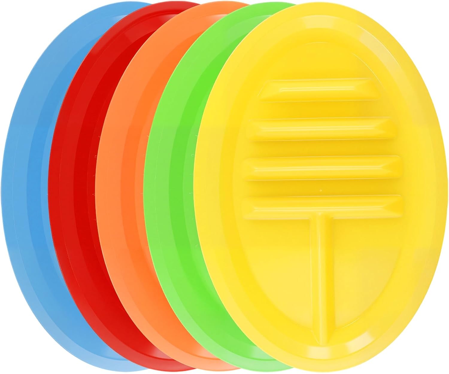 JAPCHET 20 Pack Plastic Taco Plates with Dividers, Colorful Taco Holder Plates Includes 2 Dipping Areas for 3 Tacos, Soft & Hard Taca Shell, 12.8 x 8.9 Inches