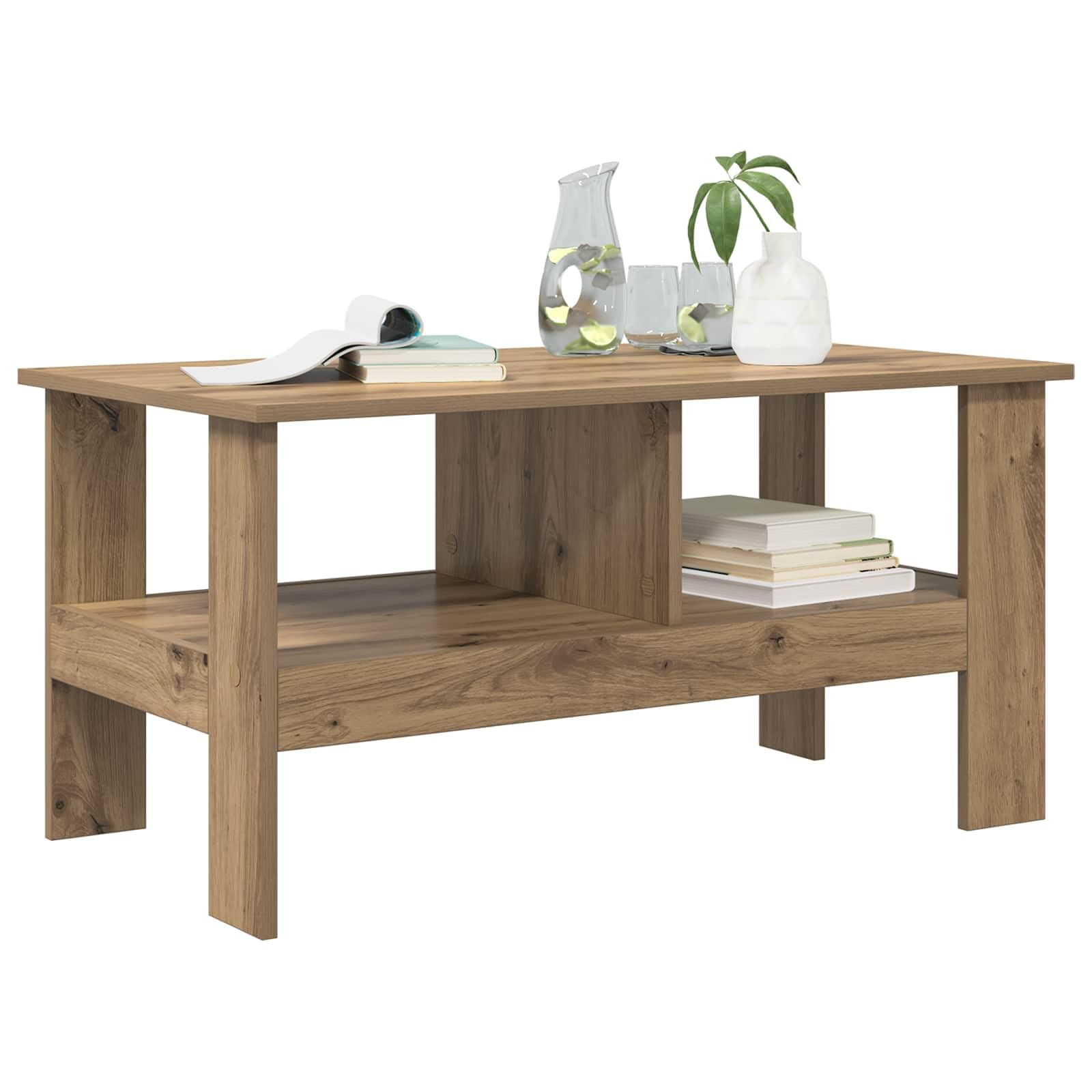 vidaXL Mesa de Café Roble Artisan 90 x 50 x 45 cm Madera de ingeniería