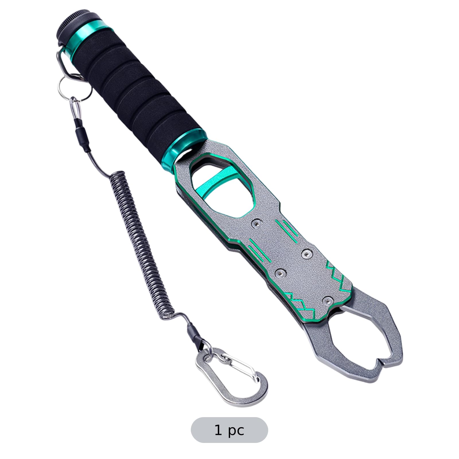 Generisch Herramienta de pesca de aluminio de 11 in / 28 cm para agarrar y controlar, ligera y resistente a la corrosión, con agarre seguro, mango giratorio de 360 grados y cuerda antipérdida