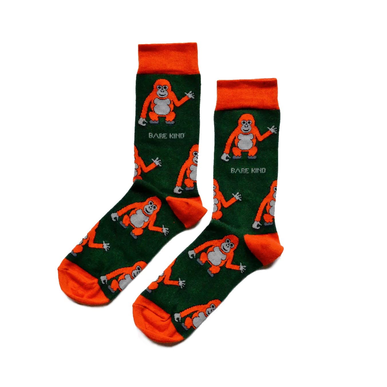 Bare Kind Men's Multicolour Save The Orangutans Green & Orange Soft Bamboo Socks Uk Size 7-11