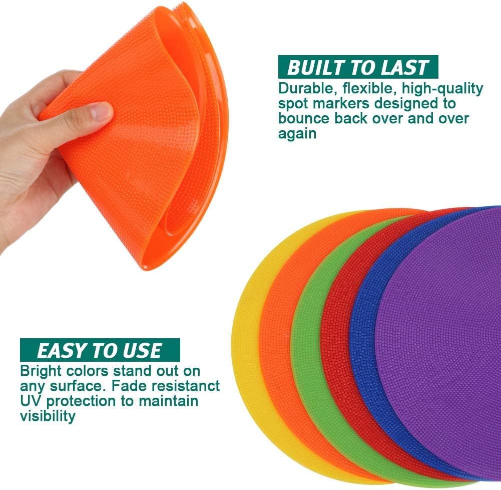 UQXY Spot Markers 10 Inch Non Slip Rubber Agility Markers Flat Field Cones Floor Dots for Soccer Basketball Sports Speed Agility Training and Drills (18PCS) : Sports & Outdoors