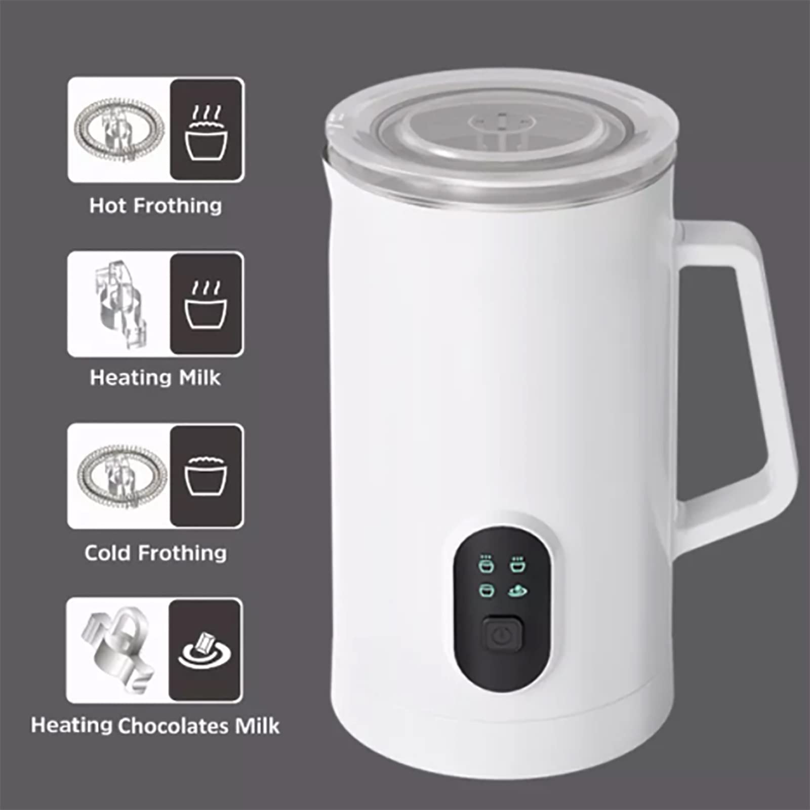 Elektryczny Spieniacz I Podgrzewacz Do Mleka, 4 W 1 Parowar Do Mleka, 350 Ml 400 W Zimnej/Gorącej Pianki Do Spieniania I Podgrzewacz Do Mleka Z Automatycznym Wyłączaniem, Do Kawy, Latte, Cappuccino