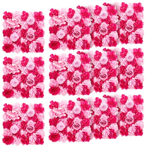 Omldggr 12 Pack 12 X 12 Inch Square Silk Floral Panels, Decorative Vibrant Flower Wall for Wedding Birthday Party Versatile Decor, Easy Installation, Reusable and Perfect for Indoor Outdoor Use
