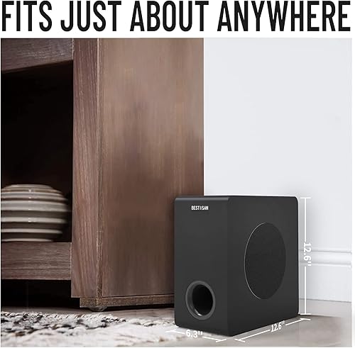 Miniatura 3 de Subwoofer con alimentación, Bestisan Subwoofer de audio para el hogar activo de 6.5" de 16,5 cm en diseño compacto para receptor, graves profundos