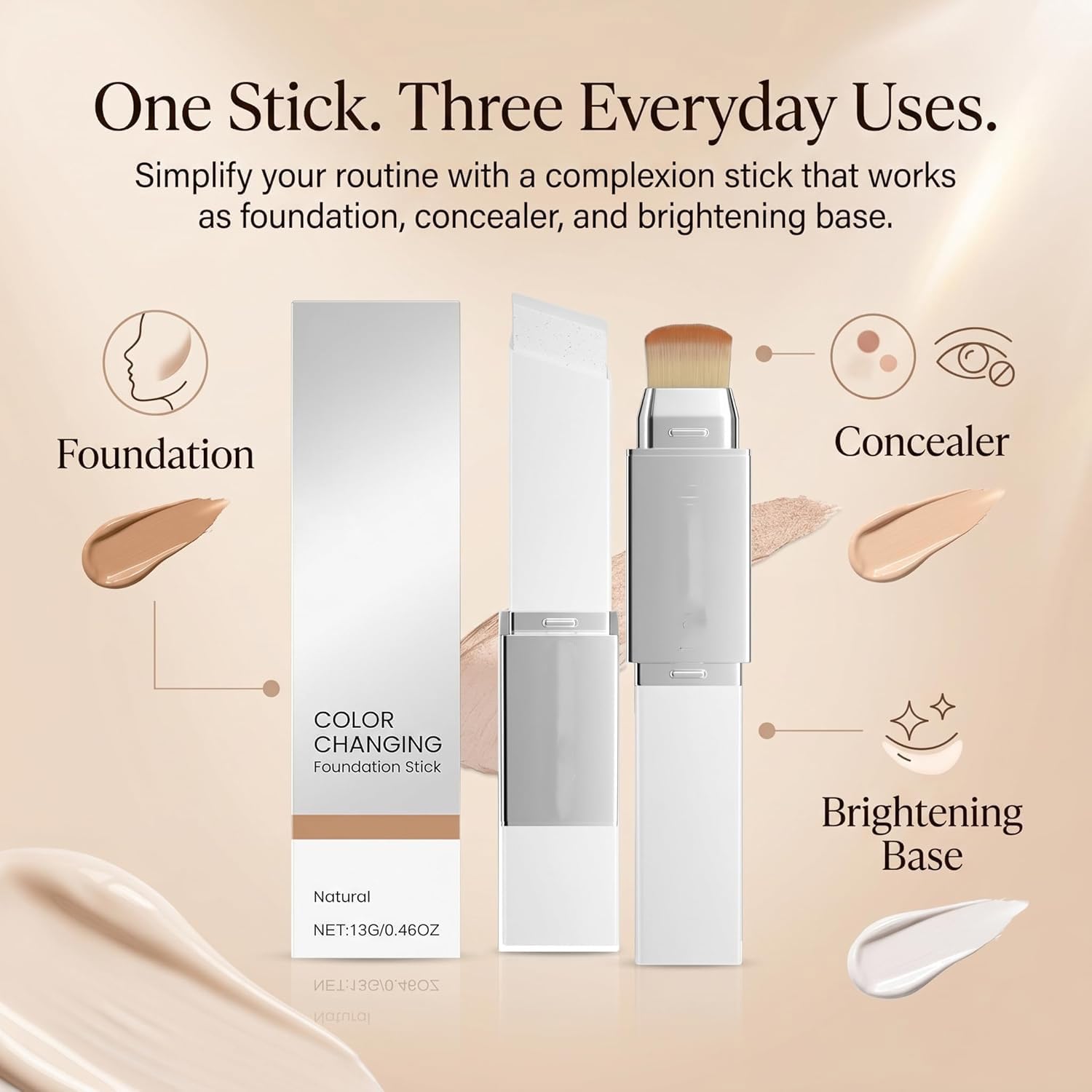 Love Color-Changing Foundation Stick with Brush, Concealer and Primer