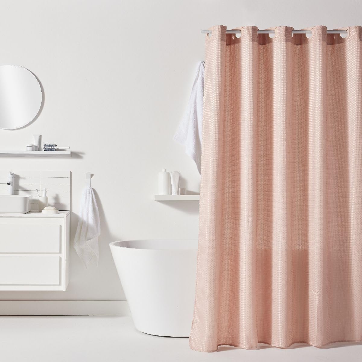 Today Pink Utility Waffle Pattern Shower Curtain 180/200 Polyester