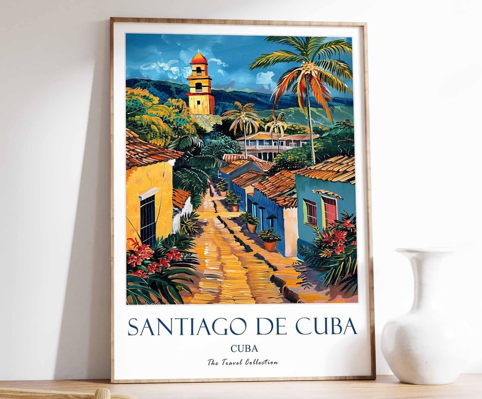 Affiche Santiago de Cuba A0 pour décoration murale tropicale chic