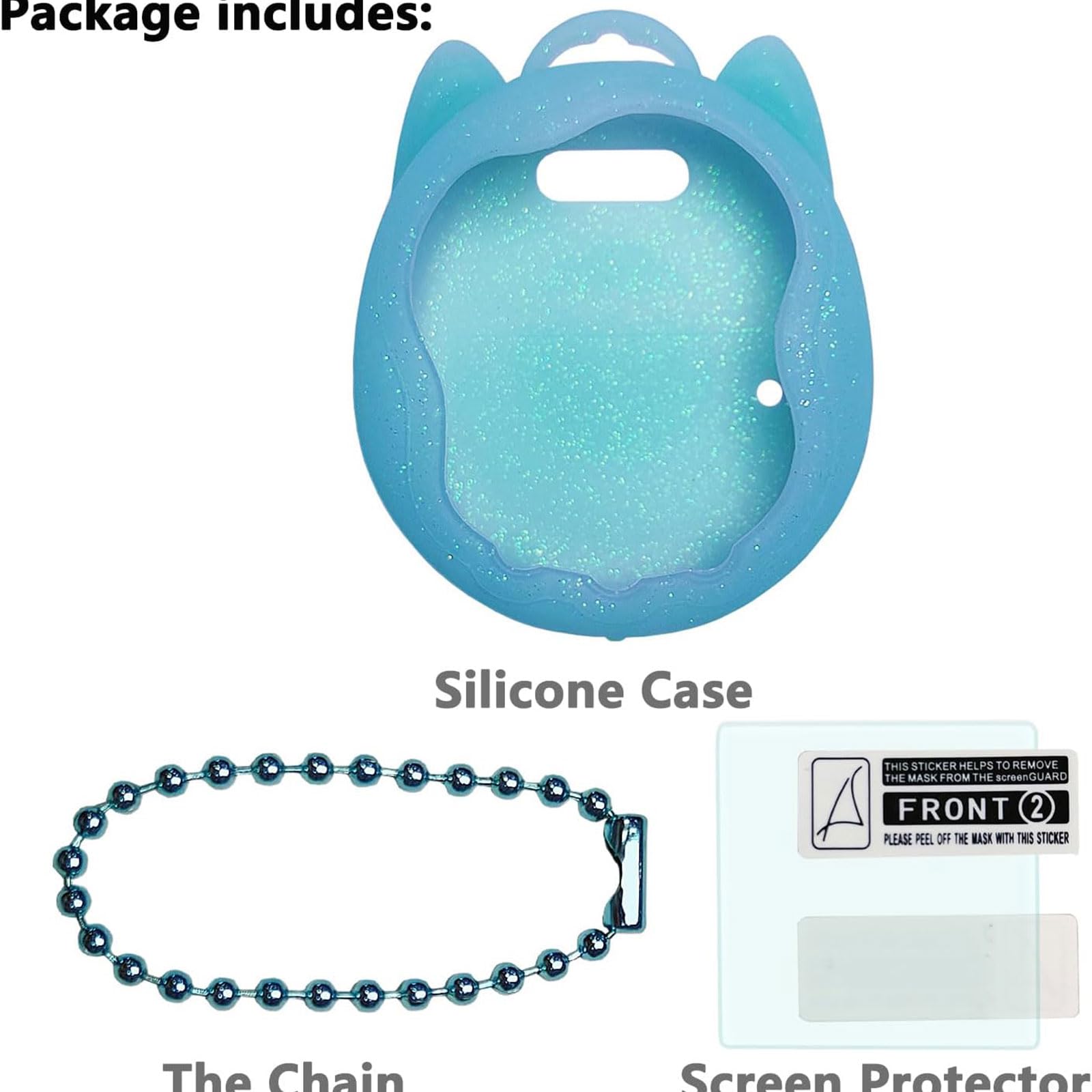 Custodia in silicone di ricambio per Tamagotchi Uni, pellicola protettiva per Tamagotchi Uni Band accessori per animali domestici (custodia in silicone blu e pellicola protettiva)