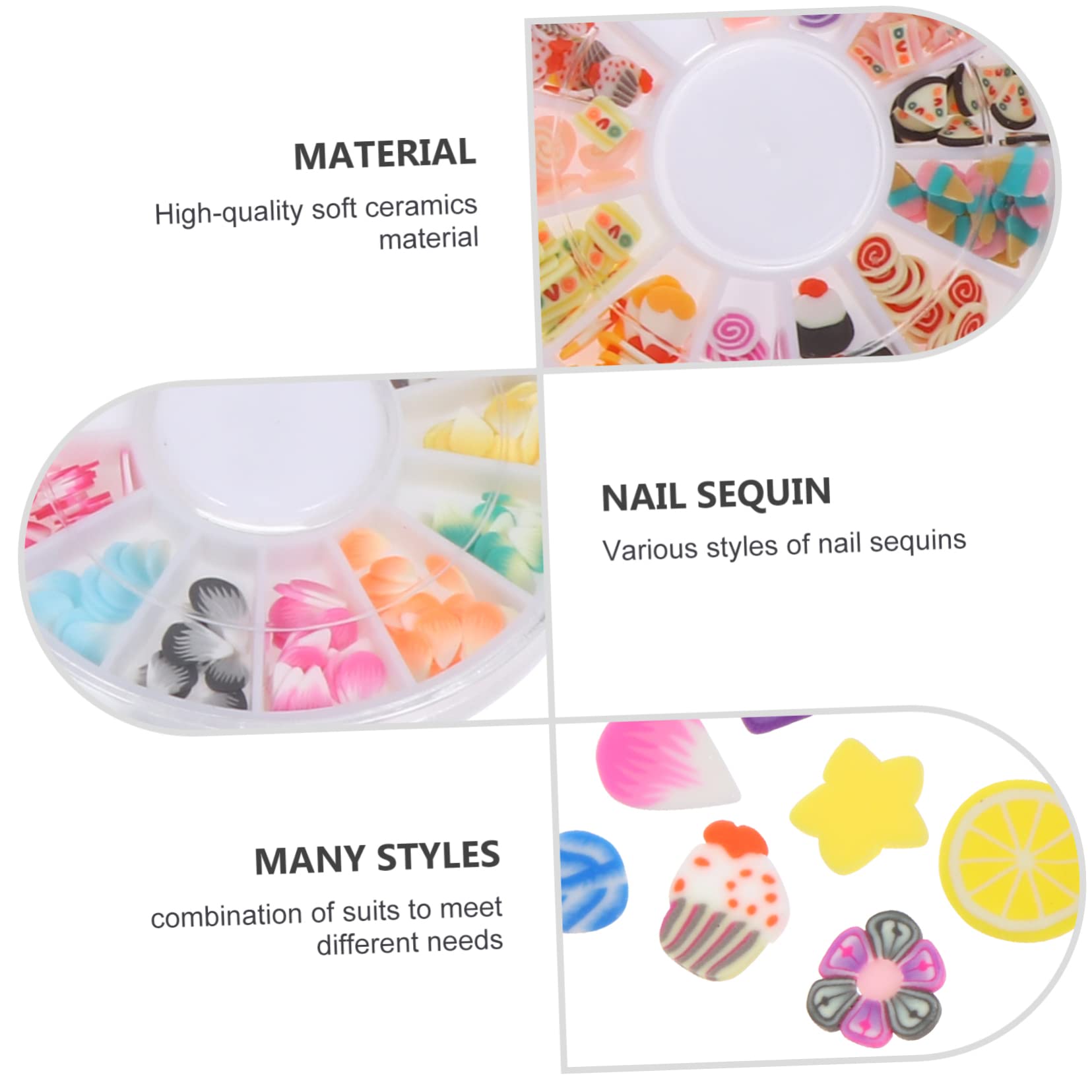 FRCOLOR Patch en Pâte Polymère Motif Fruits Doux pour Décoration Ongles DIY la Maison, 8 Boîtes Pratiques et Polyvalentes pour Manucure