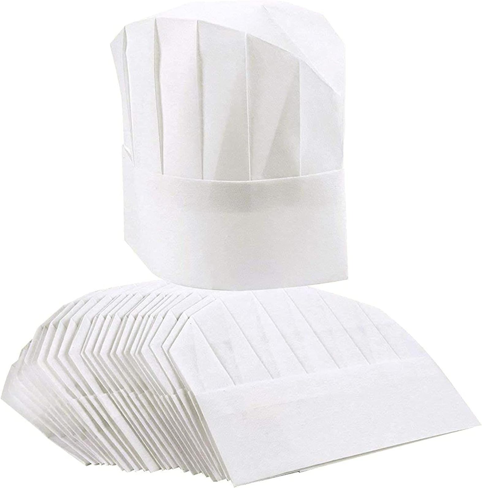 Juvale24 Pack Chef Hats for Kids, Adults - Bulk Adjustable Disposable Bakery Hats for Cooking, Baking, Pizza Party, Hibachi Party Decorations (White)