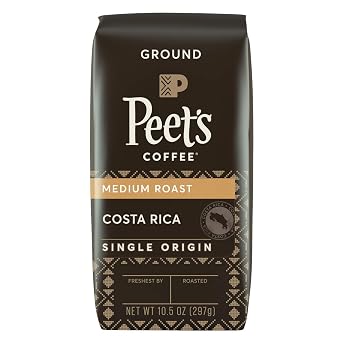 Peets Coffee People & Planet, Costa Rica Finca La Hilda, Ground Medium Roast, Single Origin, Single-farm flavor notes of black plum & brown sugar, 10.5 oz